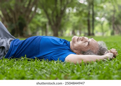 serene senior man lying down on grassess and taking a nap while resting in park,elderly lifestyle,exercise,relaxing and resting in nature - Powered by Shutterstock