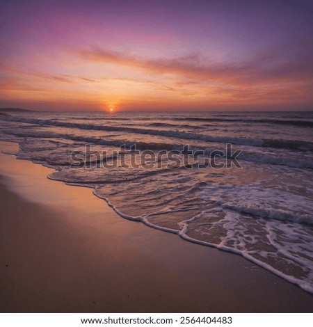 Similar – Image, Stock Photo Sunset glow over South coast Gombela seascape