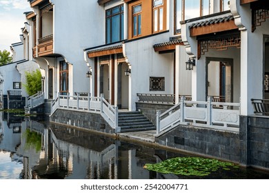 Serene Traditional Chinese Waterfront Houses - Powered by Shutterstock