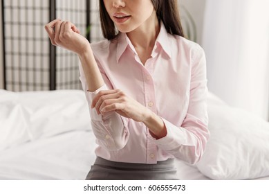 Serene Woman Getting Dressed For Work