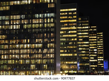 Sergels Torg Highrise In The Evning.