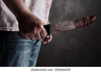 Serial Killer With Bloody Knife