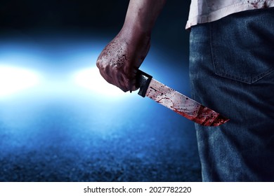 Serial Killer With Bloody Knife