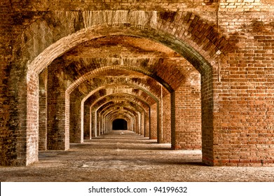 Series of arches within Fort Jefferson at Dry Tortugas National Park near Key West, Florida