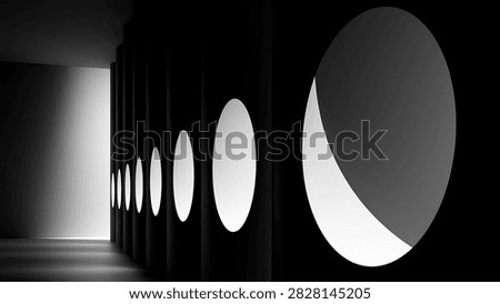 A series of circular light forms cast on a dark wall, creating an abstract, modern aesthetic.