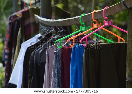 a series of clothes clotheslines hanging