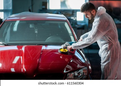 A series of detailed cars: Polishing a car