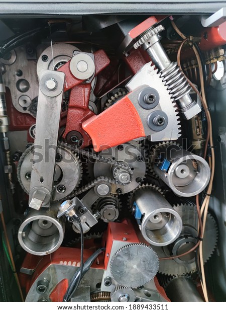 series of gears and chains\
of engines