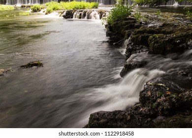 A Series Of Small Waterfalls In A Forest.  Old Stone Fort State Archaeological Park, Manchester, TN, USA.