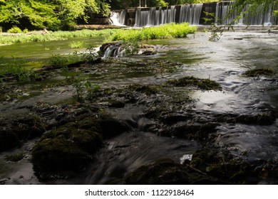 A Series Of Small Waterfalls In A Forest.  Old Stone Fort State Archaeological Park, Manchester, TN, USA.