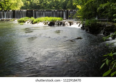 A Series Of Small Waterfalls In A Forest.  Old Stone Fort State Archaeological Park, Manchester, TN, USA.