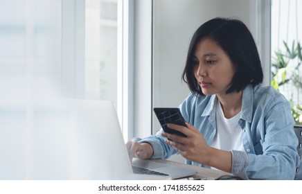 Serious Asian Business Woman Busy Working Stock Photo 1741855625 ...