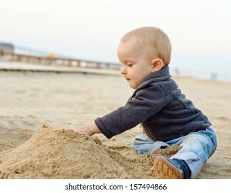 Baby Boy Playing With Sand Stock Image Image Of Child 6194513