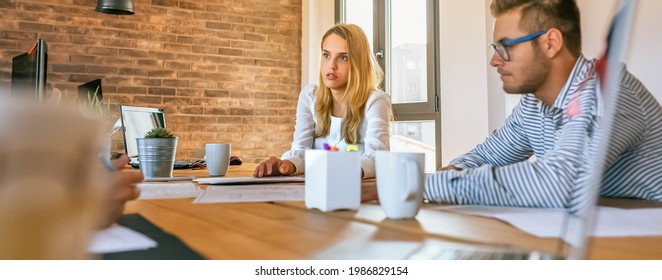 Serious Business People Disagree In A Business Meeting In The Office