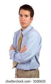 Serious Businessman Over A White Background
