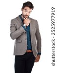 Serious, businessman and portrait with confidence in studio for corporate fashion, clothes and style. Employee, watch and worker with pride for professional, outfit and classy by white background