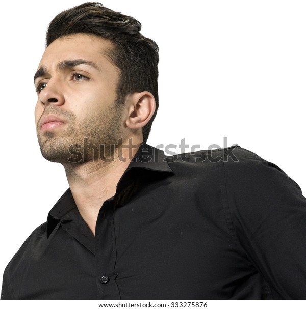 Serious Caucasian Man Short Dark Brown Stock Photo Edit Now