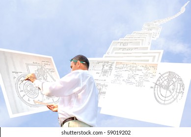 Serious Engineerdesigning Resolve Compound Architectural Problem库存照片 ...