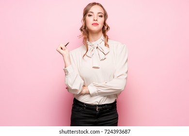 Serious Frustrated Young Beautiful Business Woman Stock Photo 724511932 ...
