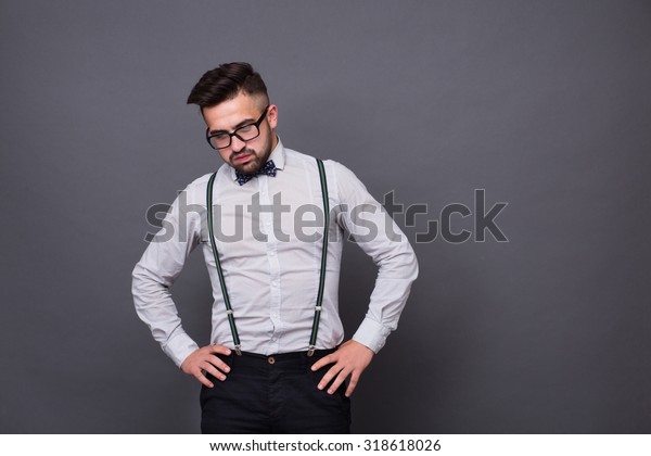Qualification heart Push down Serious Hipster Man Posing His Hands Stock Photo 318618026 | Shutterstock