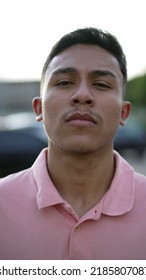 A Serious Hispanic Man Portrait Looking At Camera. A Latin South American Person