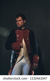 Serious Historical Regency Man Holds Hand In Jacket.