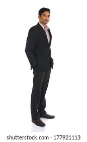 Serious Indian Male Business Man With Isolated White Background Full Body