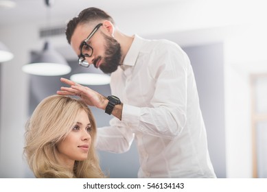 Serious Man With Beard At Hairdresser Salon