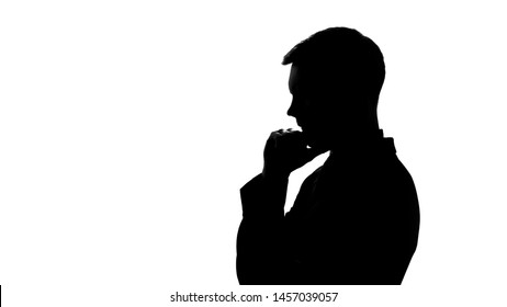 Serious Man Silhouette Thinking Over Creative Idea, Startup, Business Planning