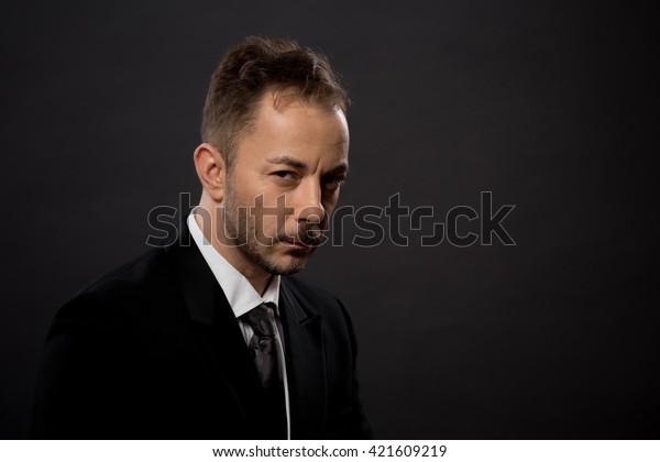 Serious Sad Businessman Short Haircut Studio Stock Photo Edit Now