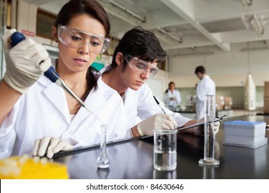 Serious science students working in a laboratory