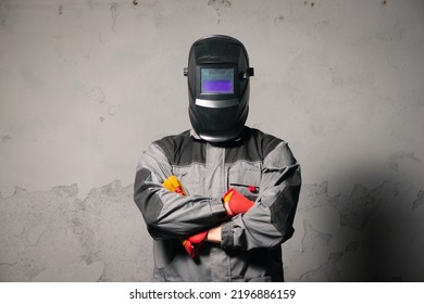 Serious Welder Man Standing Welding Helmet Stock Photo 2196886159 ...