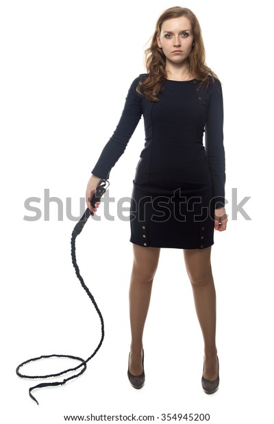 Serious Woman Whip Isolated On White Stock Photo 354945200 | Shutterstock