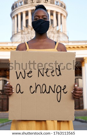 Similar – Image, Stock Photo demonstration against racism in germany and all over the world.protest signs at a demonstration against racism .