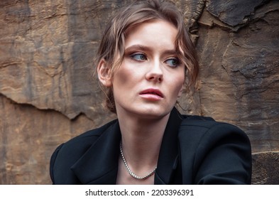 Serious Young Business Woman Portrait. Thoughtful Businesswoman Looking Away With Pensive Face, Dreaming