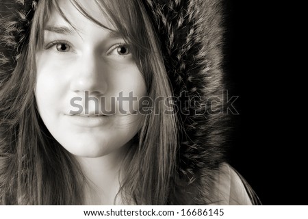 Similar – Image, Stock Photo a girl stands in the forest