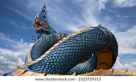 Serpent king or king of naga on cloud background.