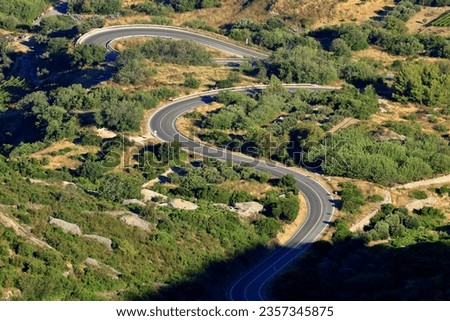 Serpentine road on island Vis, Croatia