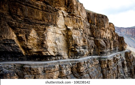 Serpentine Road In A Rock