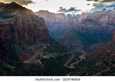 Serpentine Road At Zion Canyon