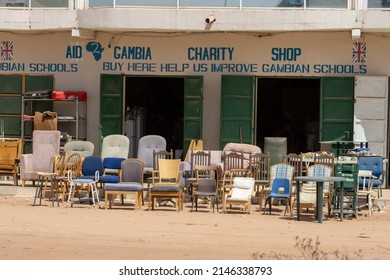 SERRAKUNDA, THE GAMBIA - FEBRUARY 7, 2022 Charity Furniture Shop On The Bertil Harding Highway