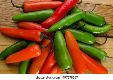 Serrano Pepper On Wood Background