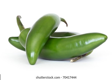 Serrano Peppers Isolated On White