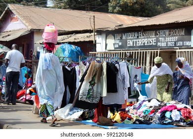 Serrekunda, The Gambia, April 2015; Shops At The  Serrekunda Market. 