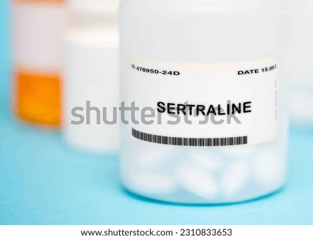 Sertraline is a selective serotonin reuptake inhibitor (SSRI) antidepressant used to treat depression, anxiety disorders, obsessive-compulsive disorder (OCD), post-traumatic stress disorder (PTSD), an Stock photo © 