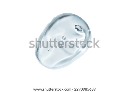 Serum gel swatch isolated on white background. Cosmetic transparent gel serum texture.