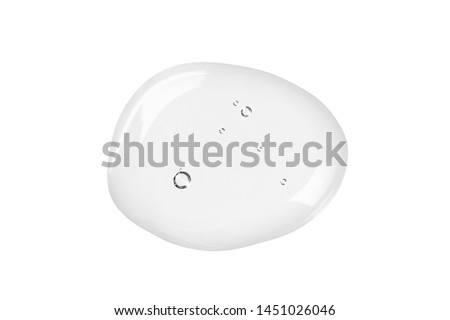 Serum texture. Clear cosmetic liquid gel with bubbles swatch isolated on white background