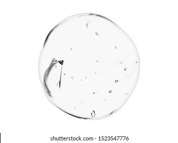 Serum Texture. Clear Gel With Bubbles Swatch Isolated On White Background