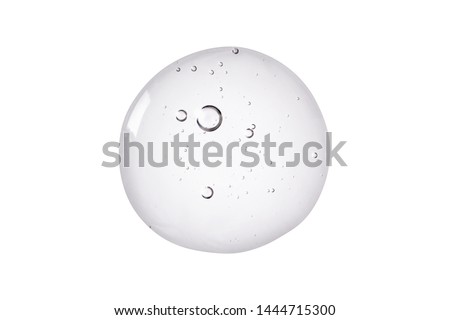Serum texture. Clear liquid gel with bubbles swatch isolated on white background.