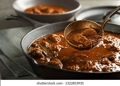Served of portion of traditional Beef stew - goulash 